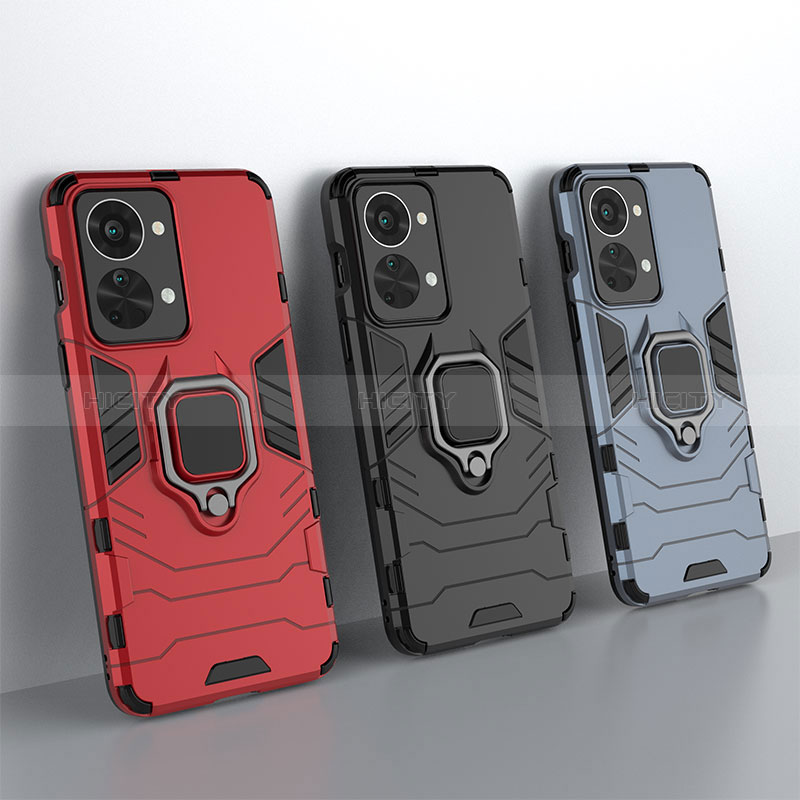 Custodia Silicone e Plastica Opaca Cover con Magnetico Anello Supporto KC2 per OnePlus Nord 2T 5G