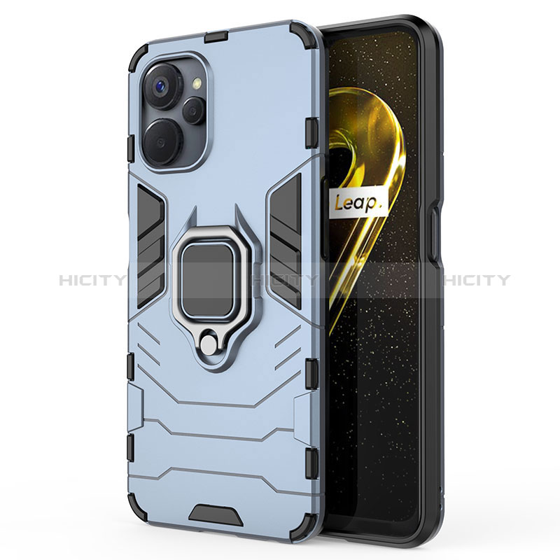 Custodia Silicone e Plastica Opaca Cover con Magnetico Anello Supporto KC2 per Realme 9i 5G