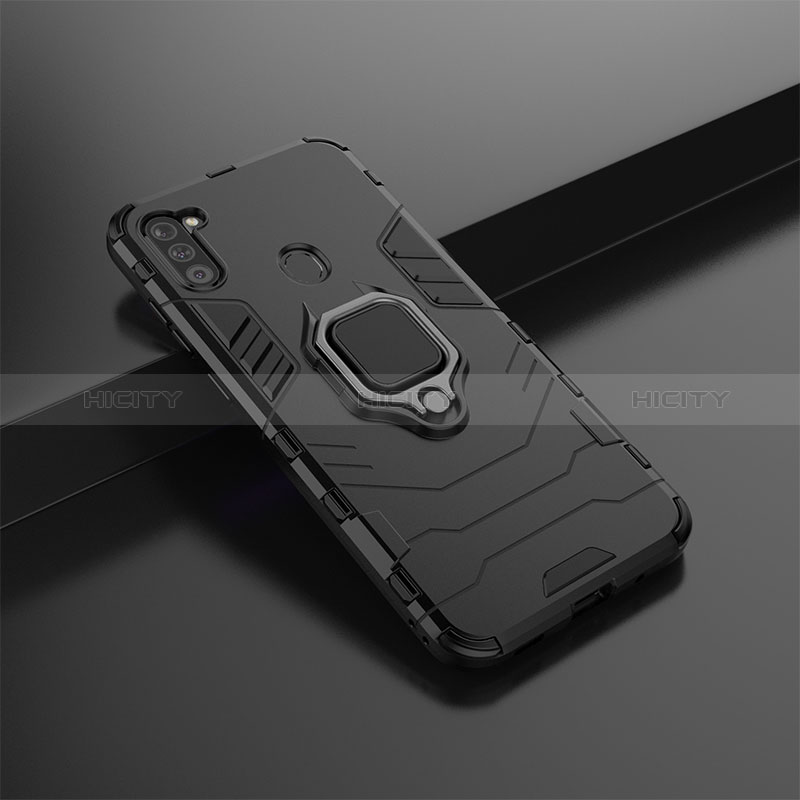 Custodia Silicone e Plastica Opaca Cover con Magnetico Anello Supporto KC2 per Samsung Galaxy A11