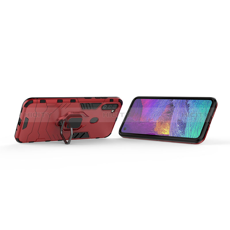 Custodia Silicone e Plastica Opaca Cover con Magnetico Anello Supporto KC2 per Samsung Galaxy A11