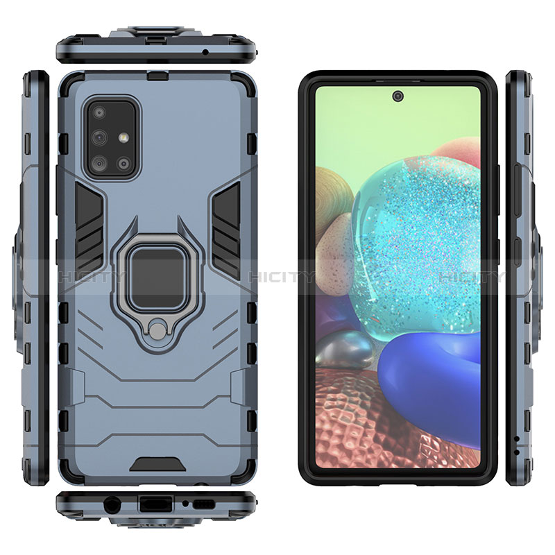 Custodia Silicone e Plastica Opaca Cover con Magnetico Anello Supporto KC2 per Samsung Galaxy A71 4G A715