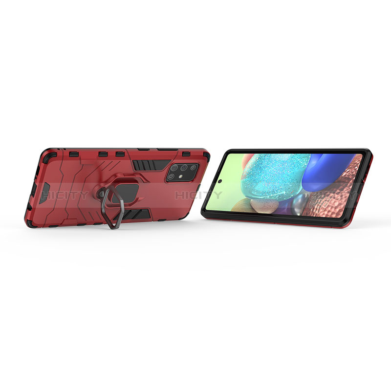 Custodia Silicone e Plastica Opaca Cover con Magnetico Anello Supporto KC2 per Samsung Galaxy A71 4G A715