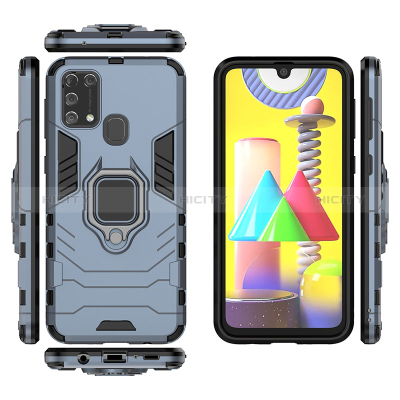 Custodia Silicone e Plastica Opaca Cover con Magnetico Anello Supporto KC2 per Samsung Galaxy M31 Prime Edition