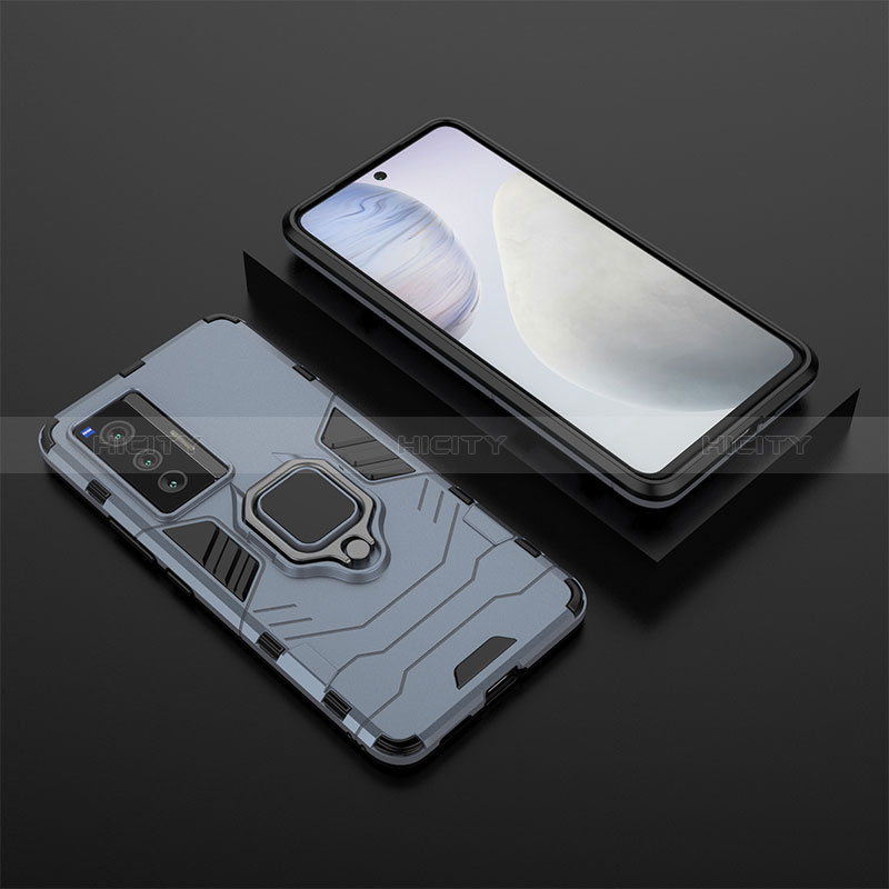 Custodia Silicone e Plastica Opaca Cover con Magnetico Anello Supporto KC2 per Vivo X70 5G