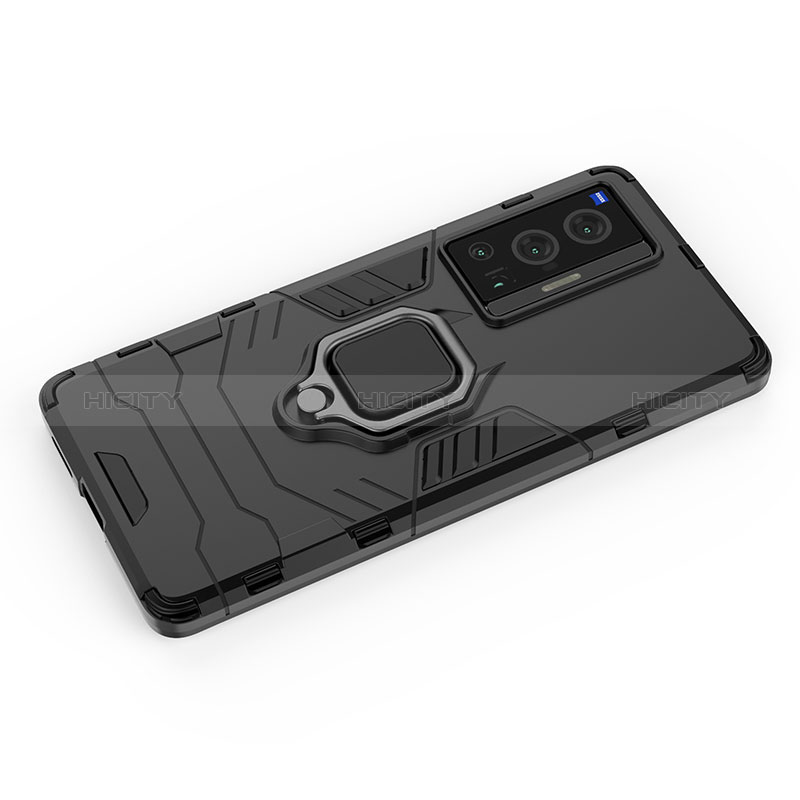 Custodia Silicone e Plastica Opaca Cover con Magnetico Anello Supporto KC2 per Vivo X70 Pro 5G