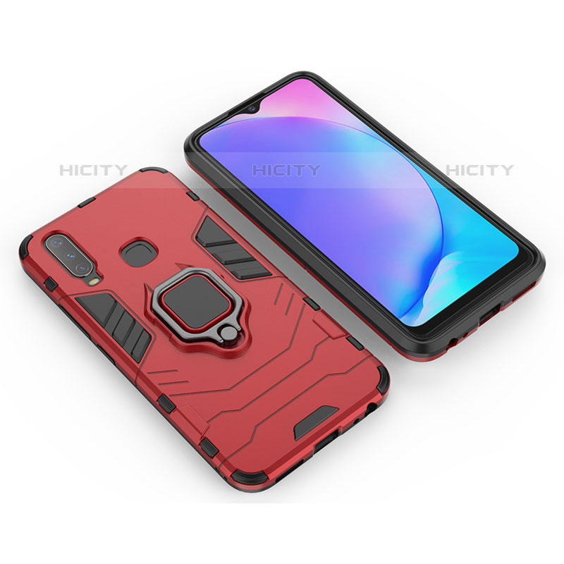 Custodia Silicone e Plastica Opaca Cover con Magnetico Anello Supporto KC2 per Vivo Y11 Rosso