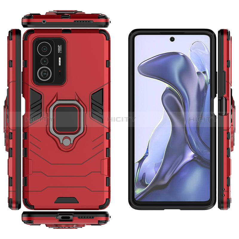 Custodia Silicone e Plastica Opaca Cover con Magnetico Anello Supporto KC2 per Xiaomi Mi 11T 5G