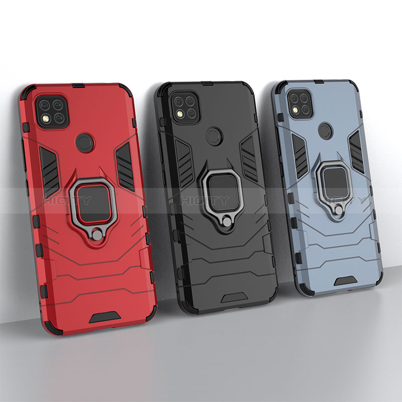 Custodia Silicone e Plastica Opaca Cover con Magnetico Anello Supporto KC2 per Xiaomi POCO C3