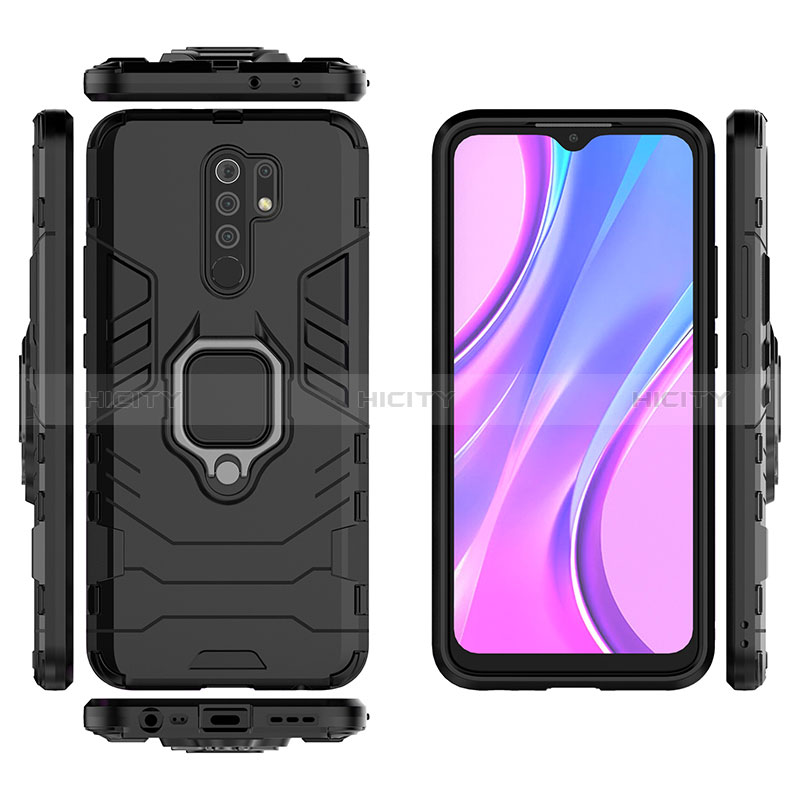 Custodia Silicone e Plastica Opaca Cover con Magnetico Anello Supporto KC2 per Xiaomi Poco M2