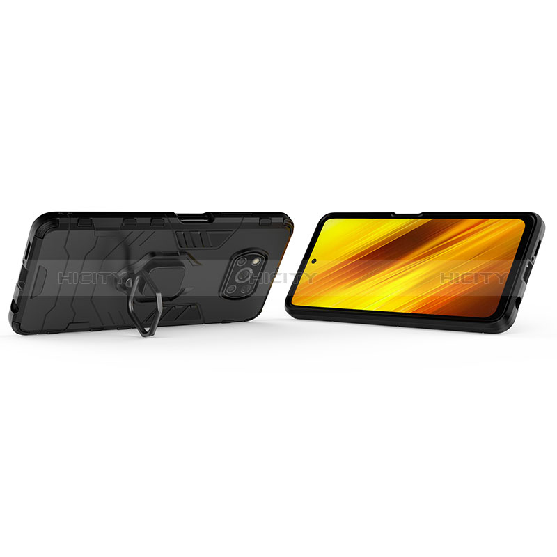 Custodia Silicone e Plastica Opaca Cover con Magnetico Anello Supporto KC2 per Xiaomi Poco X3 Pro