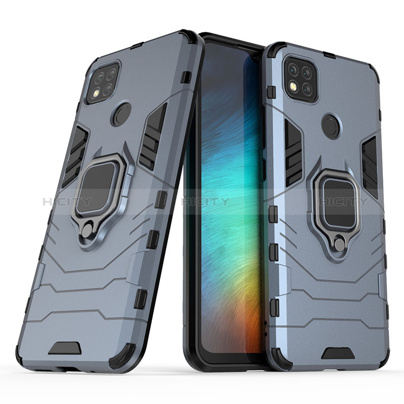 Custodia Silicone e Plastica Opaca Cover con Magnetico Anello Supporto KC2 per Xiaomi Redmi 9C