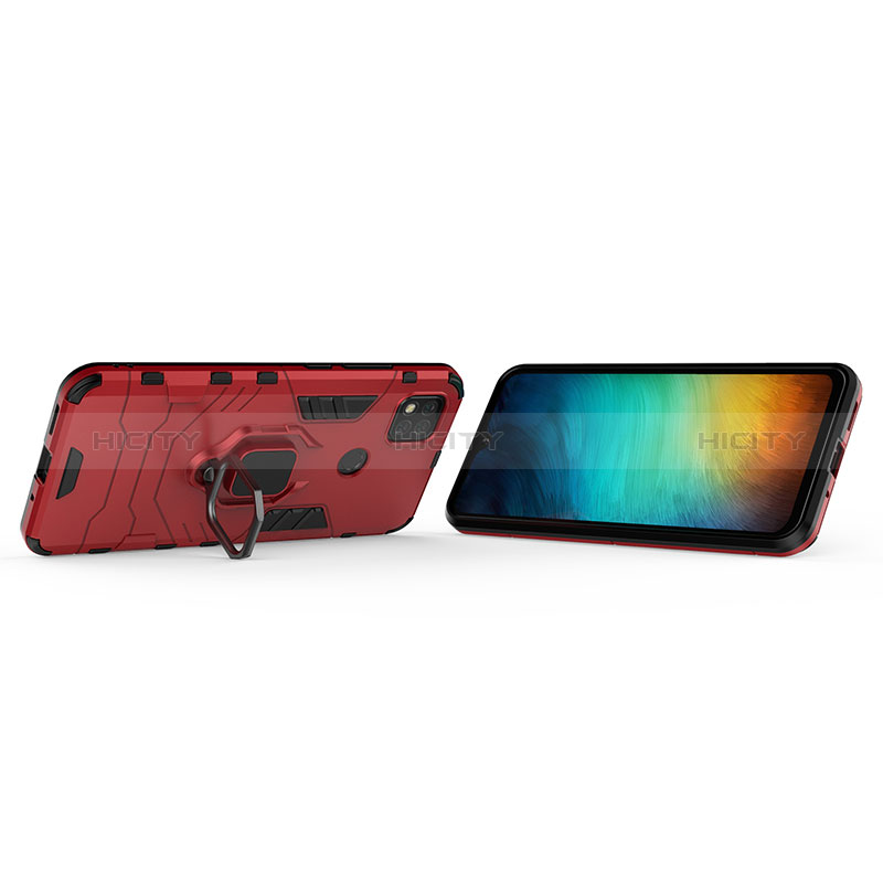 Custodia Silicone e Plastica Opaca Cover con Magnetico Anello Supporto KC2 per Xiaomi Redmi 9C