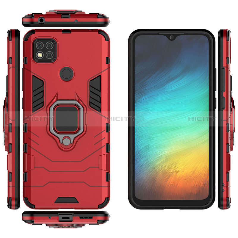 Custodia Silicone e Plastica Opaca Cover con Magnetico Anello Supporto KC2 per Xiaomi Redmi 9C NFC