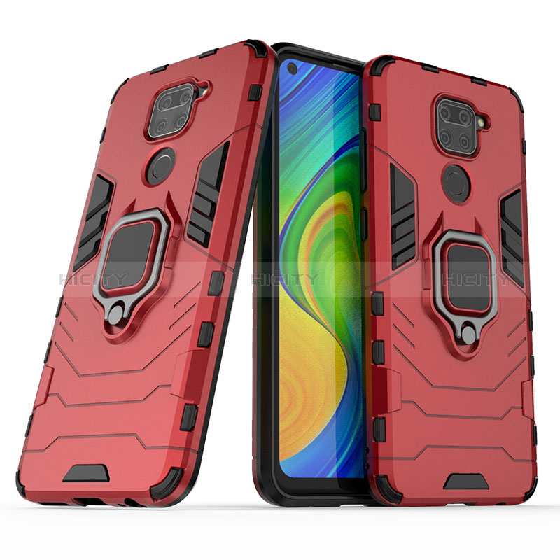 Custodia Silicone e Plastica Opaca Cover con Magnetico Anello Supporto KC2 per Xiaomi Redmi Note 9