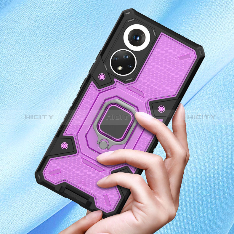 Custodia Silicone e Plastica Opaca Cover con Magnetico Anello Supporto KC3 per Huawei Nova 9 Pro