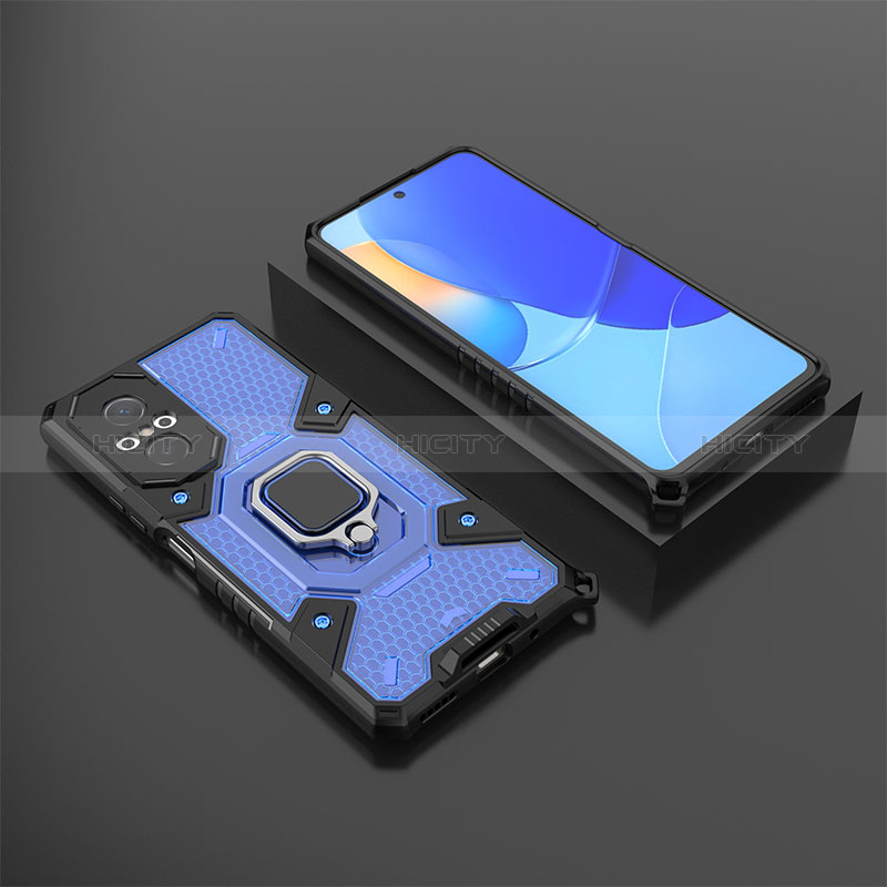 Custodia Silicone e Plastica Opaca Cover con Magnetico Anello Supporto KC3 per Huawei Nova 9 SE