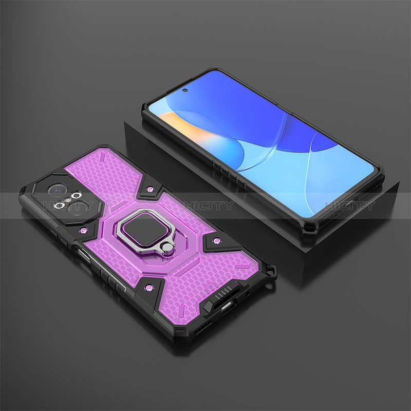 Custodia Silicone e Plastica Opaca Cover con Magnetico Anello Supporto KC3 per Huawei Nova 9 SE