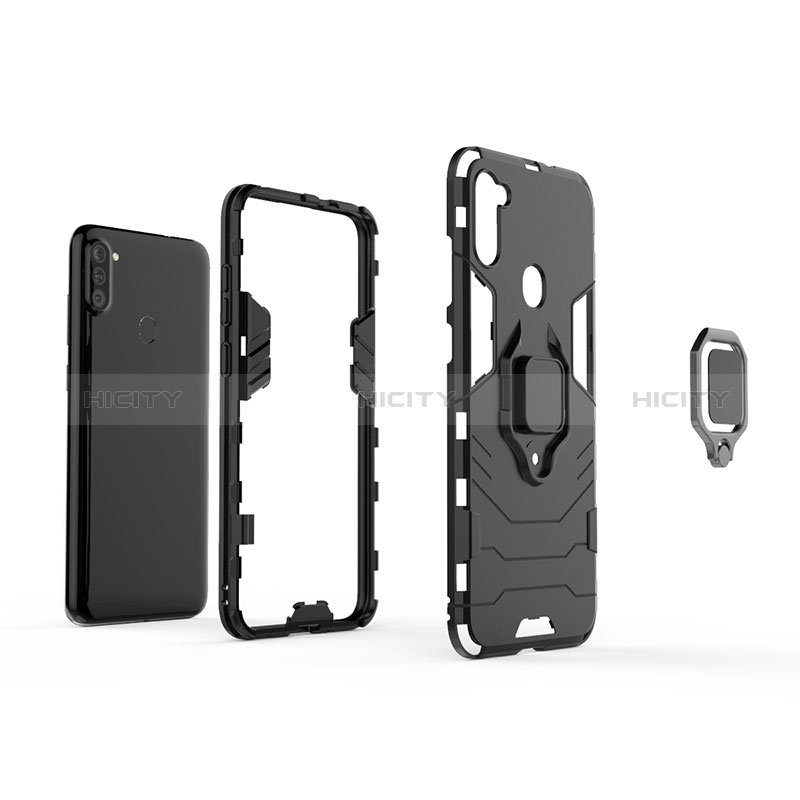 Custodia Silicone e Plastica Opaca Cover con Magnetico Anello Supporto KC3 per Samsung Galaxy A11