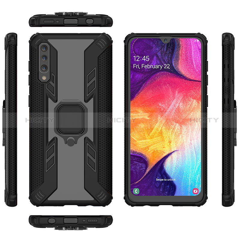 Custodia Silicone e Plastica Opaca Cover con Magnetico Anello Supporto KC3 per Samsung Galaxy A50