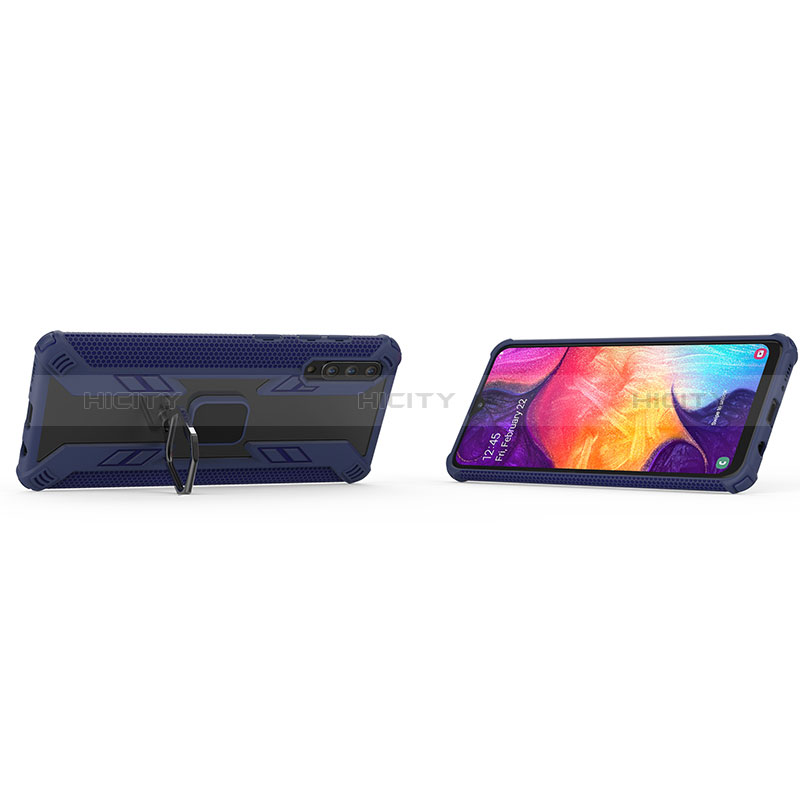 Custodia Silicone e Plastica Opaca Cover con Magnetico Anello Supporto KC3 per Samsung Galaxy A50S