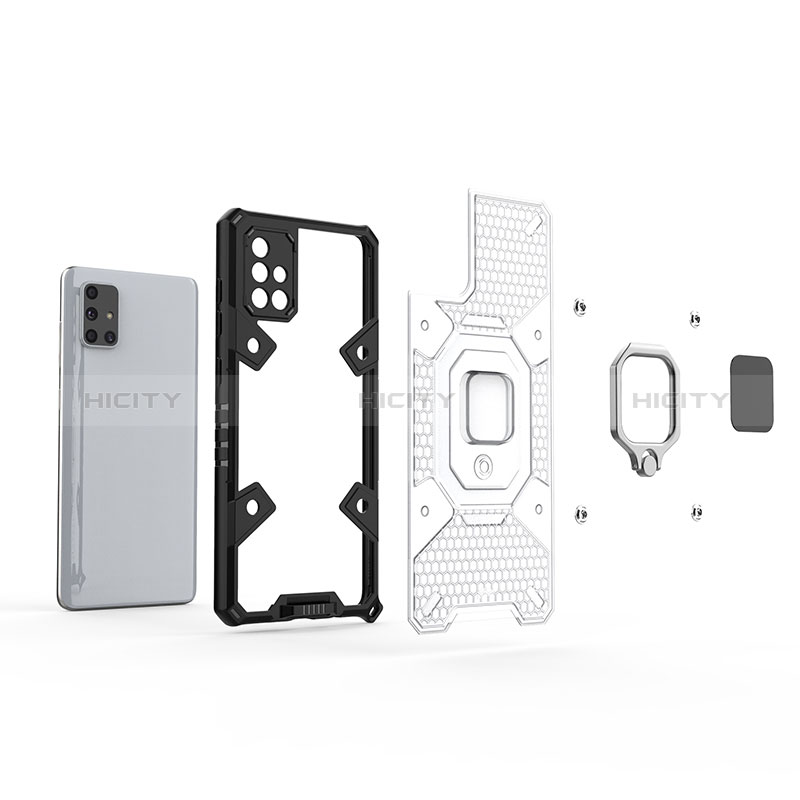 Custodia Silicone e Plastica Opaca Cover con Magnetico Anello Supporto KC3 per Samsung Galaxy A71 5G