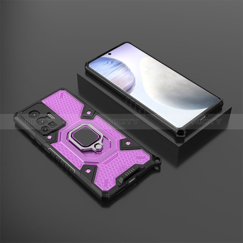 Custodia Silicone e Plastica Opaca Cover con Magnetico Anello Supporto KC3 per Vivo X70 Pro 5G