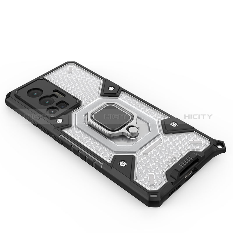 Custodia Silicone e Plastica Opaca Cover con Magnetico Anello Supporto KC3 per Vivo X70 Pro 5G