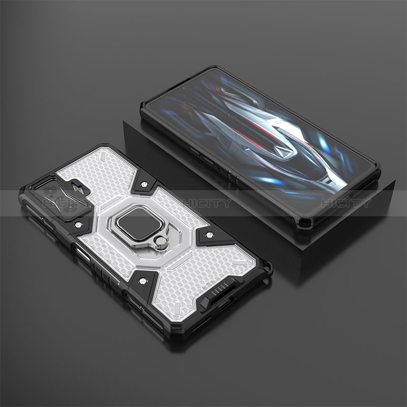Custodia Silicone e Plastica Opaca Cover con Magnetico Anello Supporto KC3 per Xiaomi Poco F4 GT 5G Bianco