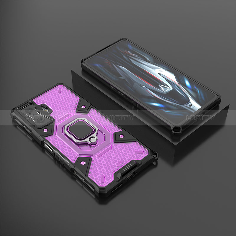 Custodia Silicone e Plastica Opaca Cover con Magnetico Anello Supporto KC3 per Xiaomi Poco F4 GT 5G Viola