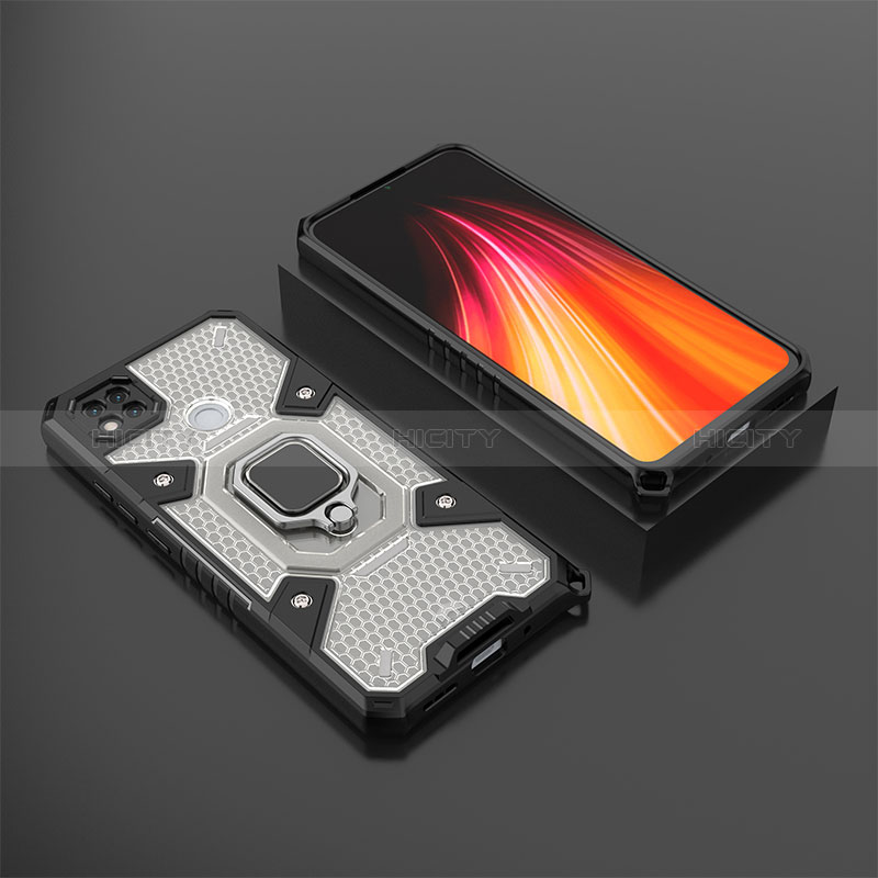 Custodia Silicone e Plastica Opaca Cover con Magnetico Anello Supporto KC3 per Xiaomi Redmi 10A 4G Nero