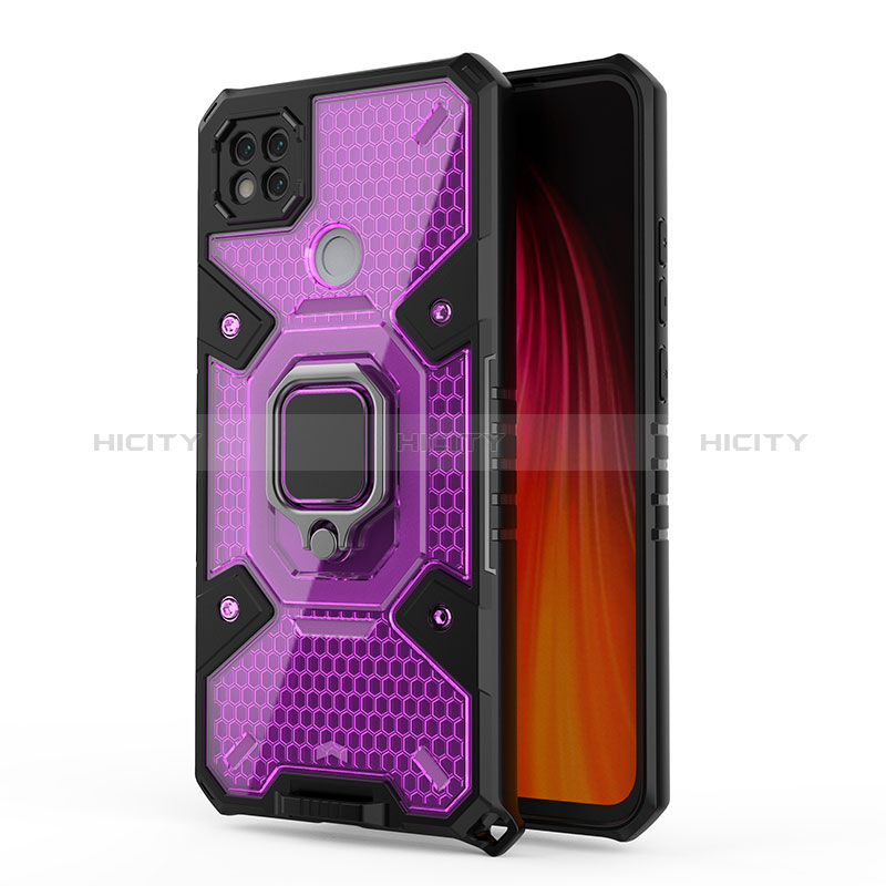 Custodia Silicone e Plastica Opaca Cover con Magnetico Anello Supporto KC3 per Xiaomi Redmi 9 Activ