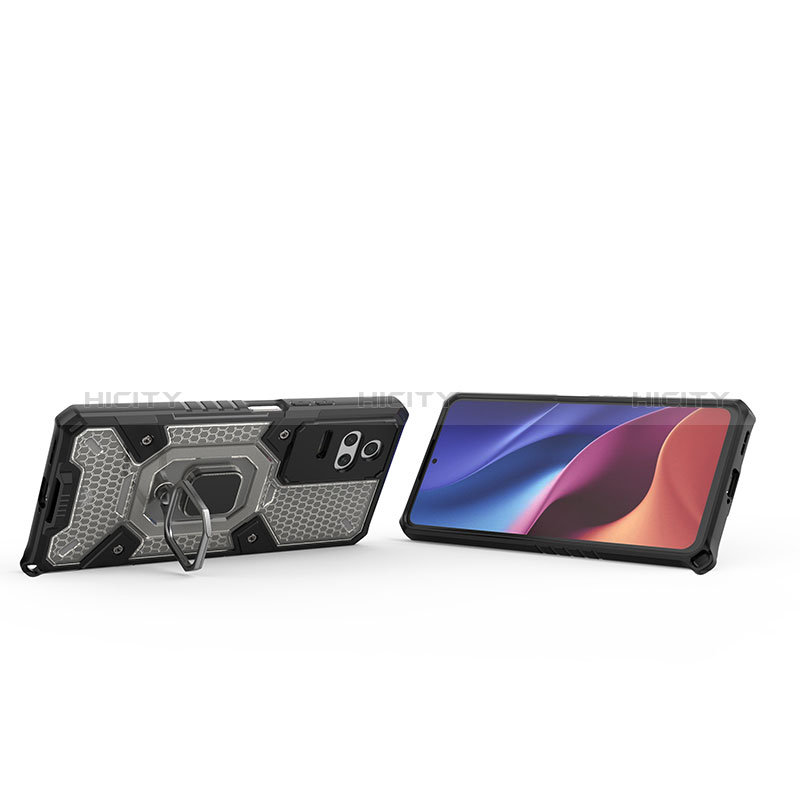 Custodia Silicone e Plastica Opaca Cover con Magnetico Anello Supporto KC3 per Xiaomi Redmi K50 Pro 5G