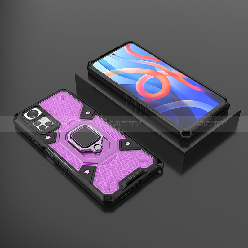 Custodia Silicone e Plastica Opaca Cover con Magnetico Anello Supporto KC3 per Xiaomi Redmi Note 11 4G (2022) Viola