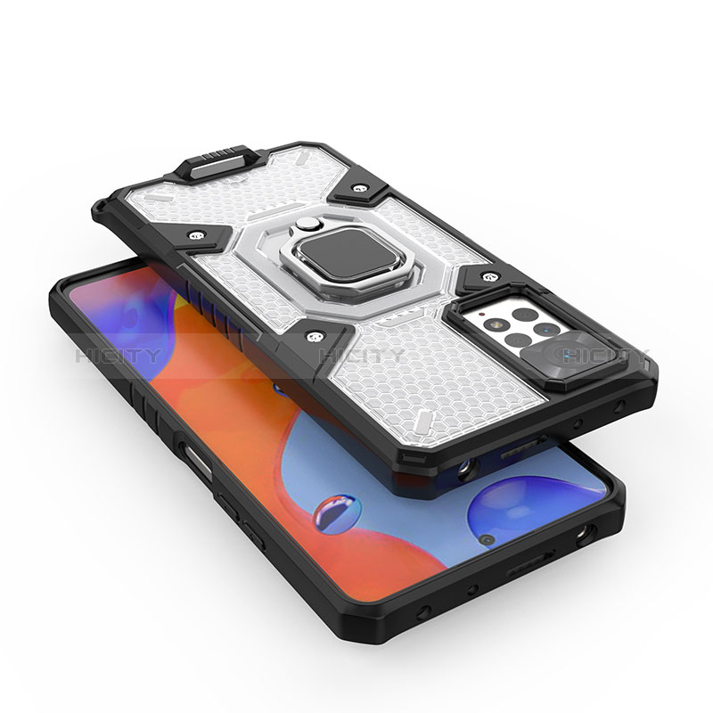 Custodia Silicone e Plastica Opaca Cover con Magnetico Anello Supporto KC3 per Xiaomi Redmi Note 11 Pro 4G