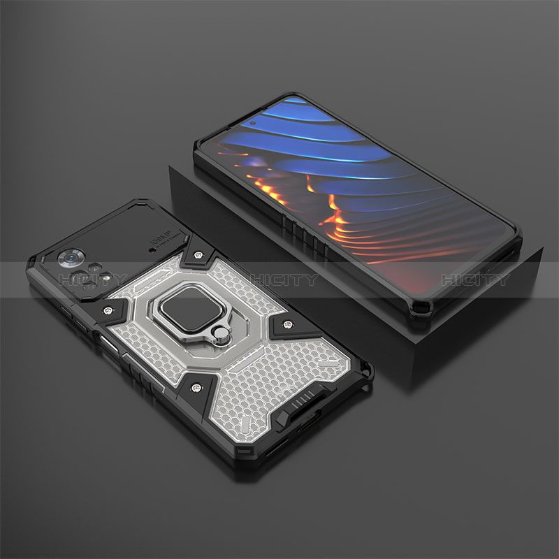 Custodia Silicone e Plastica Opaca Cover con Magnetico Anello Supporto KC3 per Xiaomi Redmi Note 11E Pro 5G