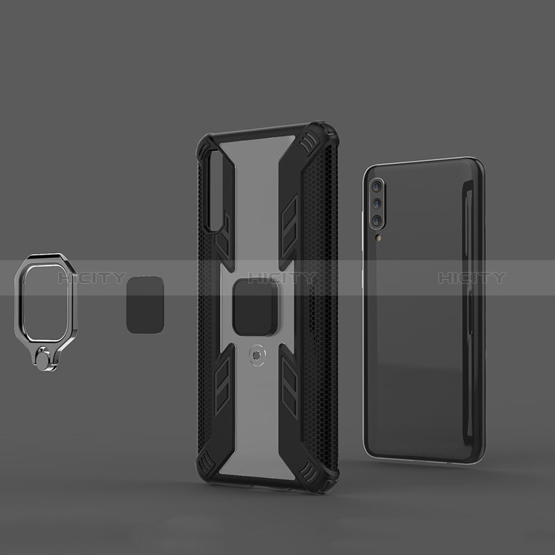 Custodia Silicone e Plastica Opaca Cover con Magnetico Anello Supporto KC4 per Samsung Galaxy A50