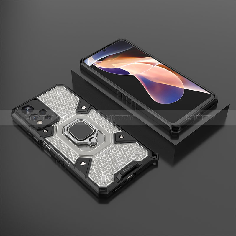 Custodia Silicone e Plastica Opaca Cover con Magnetico Anello Supporto KC4 per Xiaomi Mi 11i 5G (2022) Nero