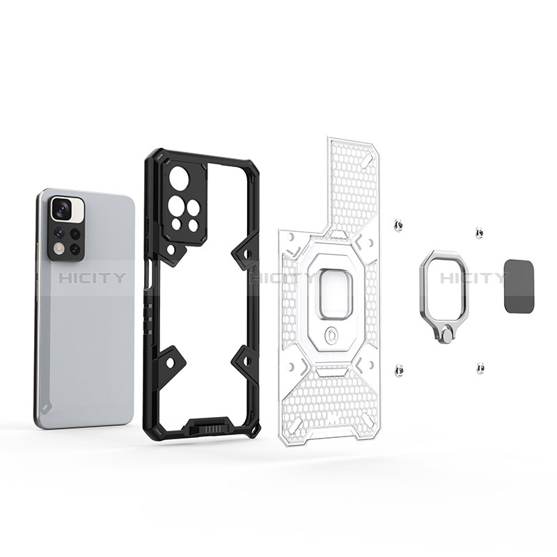 Custodia Silicone e Plastica Opaca Cover con Magnetico Anello Supporto KC4 per Xiaomi Poco X4 NFC