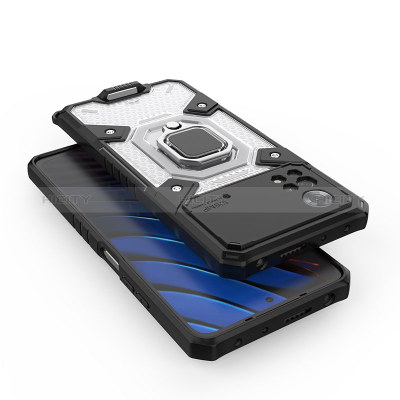 Custodia Silicone e Plastica Opaca Cover con Magnetico Anello Supporto KC4 per Xiaomi Poco X4 Pro 5G