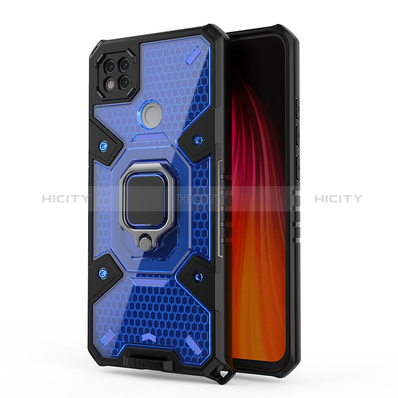 Custodia Silicone e Plastica Opaca Cover con Magnetico Anello Supporto KC4 per Xiaomi Redmi 9 Activ