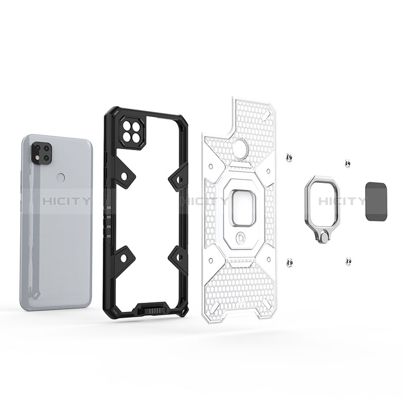 Custodia Silicone e Plastica Opaca Cover con Magnetico Anello Supporto KC4 per Xiaomi Redmi 9 Activ