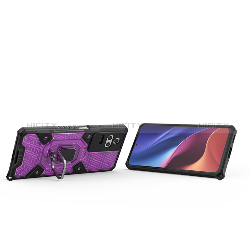 Custodia Silicone e Plastica Opaca Cover con Magnetico Anello Supporto KC4 per Xiaomi Redmi K50 5G