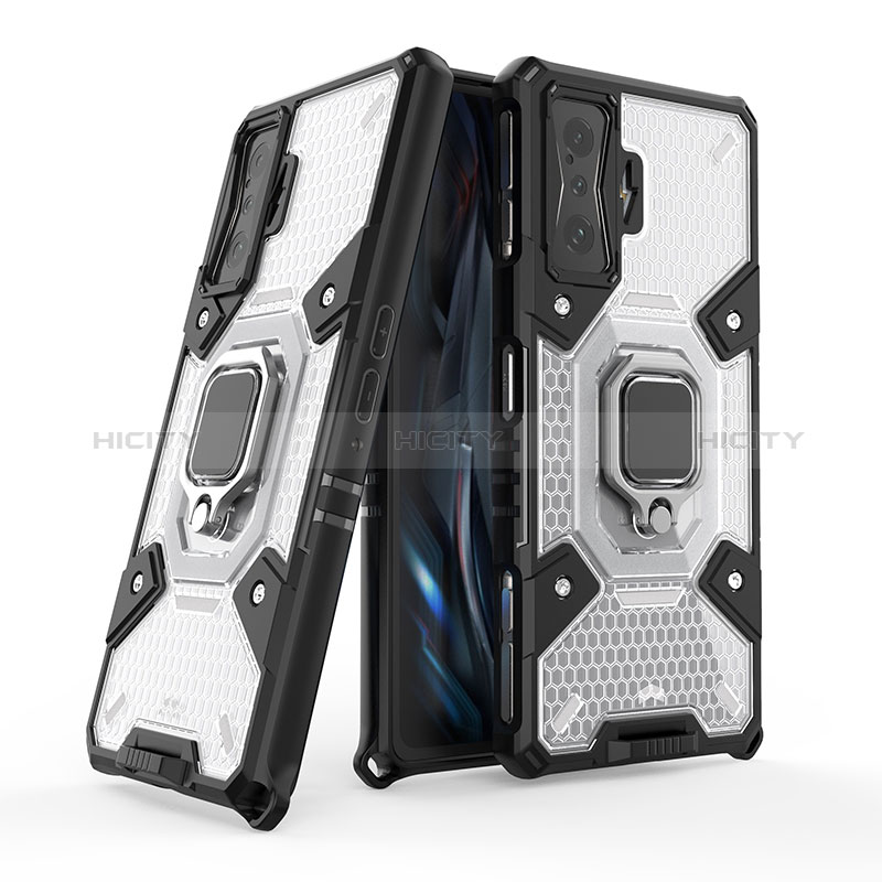 Custodia Silicone e Plastica Opaca Cover con Magnetico Anello Supporto KC4 per Xiaomi Redmi K50 Gaming 5G