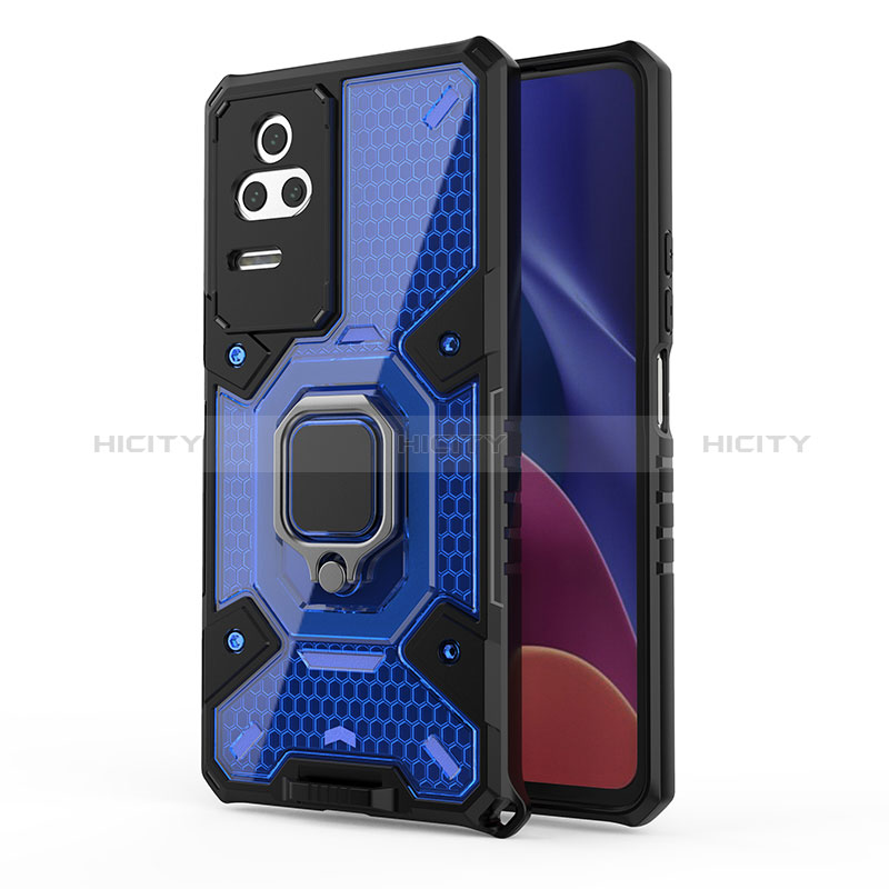 Custodia Silicone e Plastica Opaca Cover con Magnetico Anello Supporto KC4 per Xiaomi Redmi K50 Pro 5G