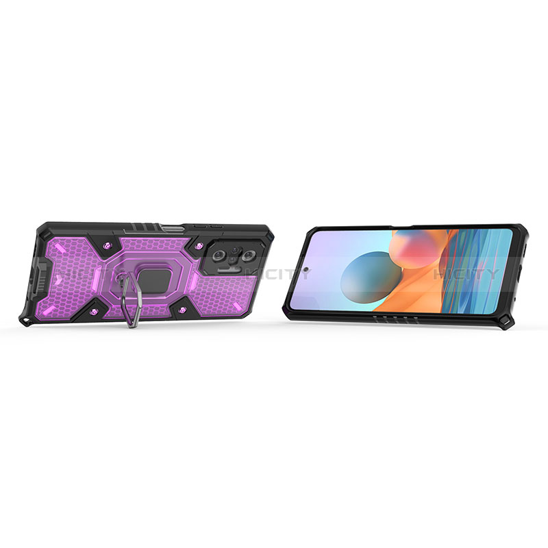 Custodia Silicone e Plastica Opaca Cover con Magnetico Anello Supporto KC4 per Xiaomi Redmi Note 10 Pro Max