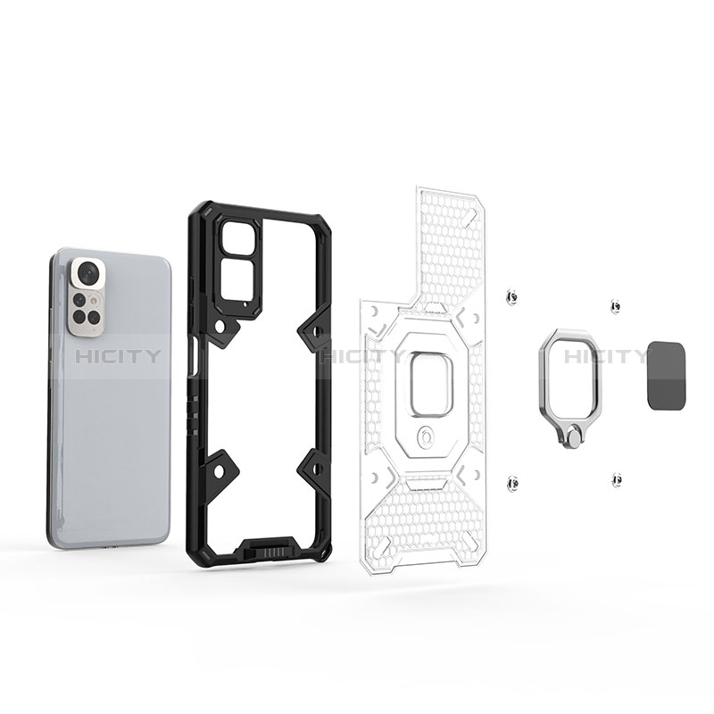 Custodia Silicone e Plastica Opaca Cover con Magnetico Anello Supporto KC4 per Xiaomi Redmi Note 11 4G (2022)