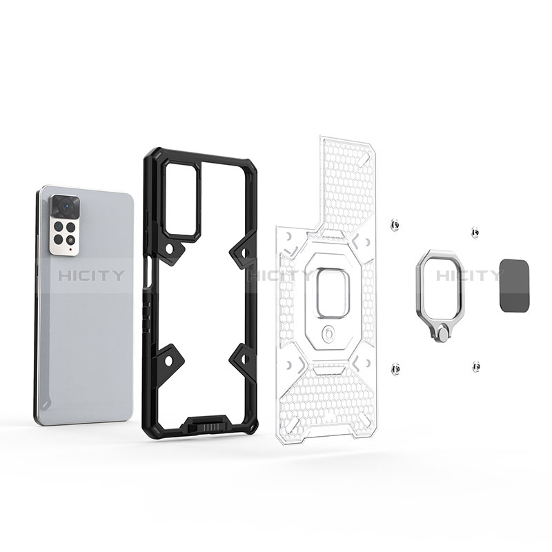 Custodia Silicone e Plastica Opaca Cover con Magnetico Anello Supporto KC4 per Xiaomi Redmi Note 11 Pro 4G