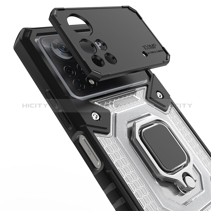 Custodia Silicone e Plastica Opaca Cover con Magnetico Anello Supporto KC4 per Xiaomi Redmi Note 11E Pro 5G