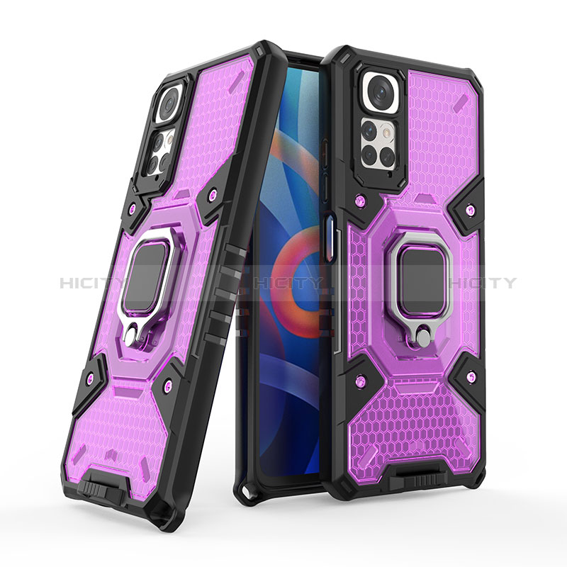 Custodia Silicone e Plastica Opaca Cover con Magnetico Anello Supporto KC4 per Xiaomi Redmi Note 11S 4G Viola