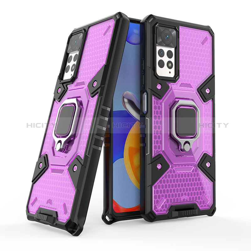 Custodia Silicone e Plastica Opaca Cover con Magnetico Anello Supporto KC4 per Xiaomi Redmi Note 12 Pro 4G Viola